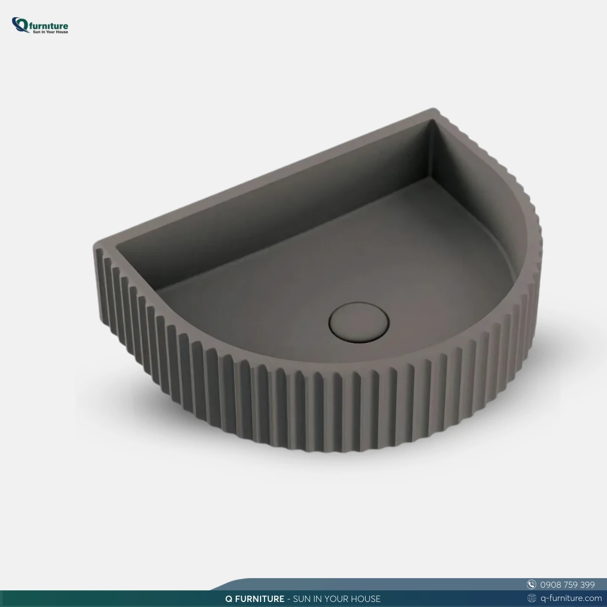QF Valentina fluted concrete basin