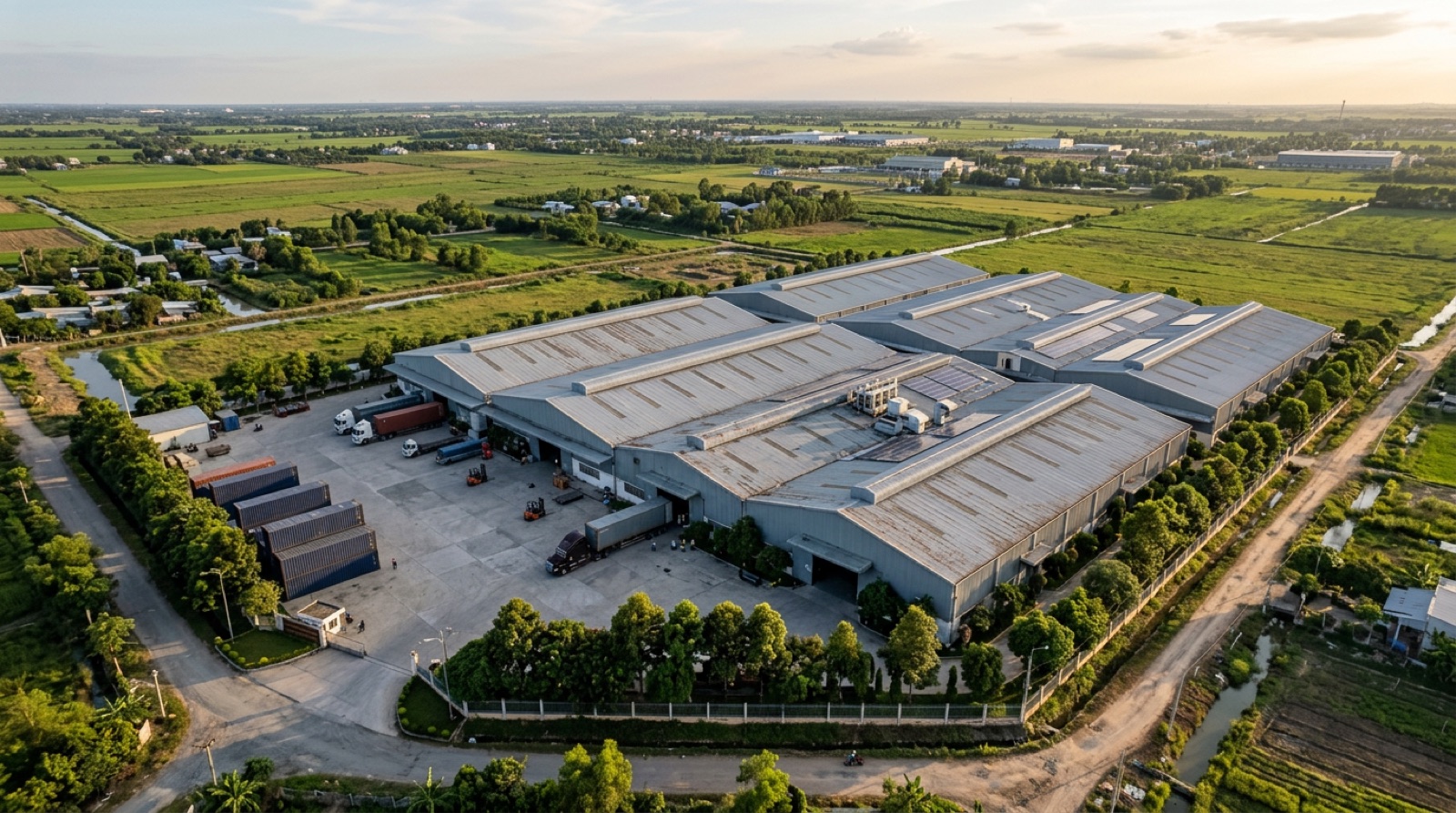Aerial view of the Q-Furniture factory compound in Binh Duong
