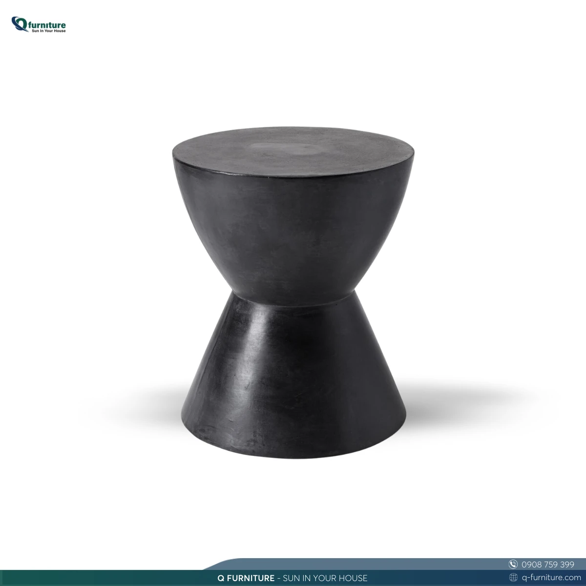 QF Sunpan concrete stool in charcoal